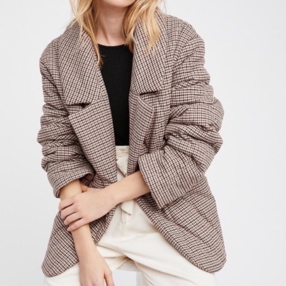 Free People Jackets & Blazers - Free People Houndstooth Puffer Coat